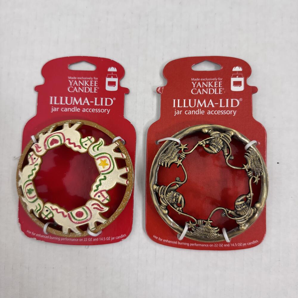 Yankee Candle Illuma-Lid Jar Candle Toppers Set Of 2 Metal Christmas Holiday